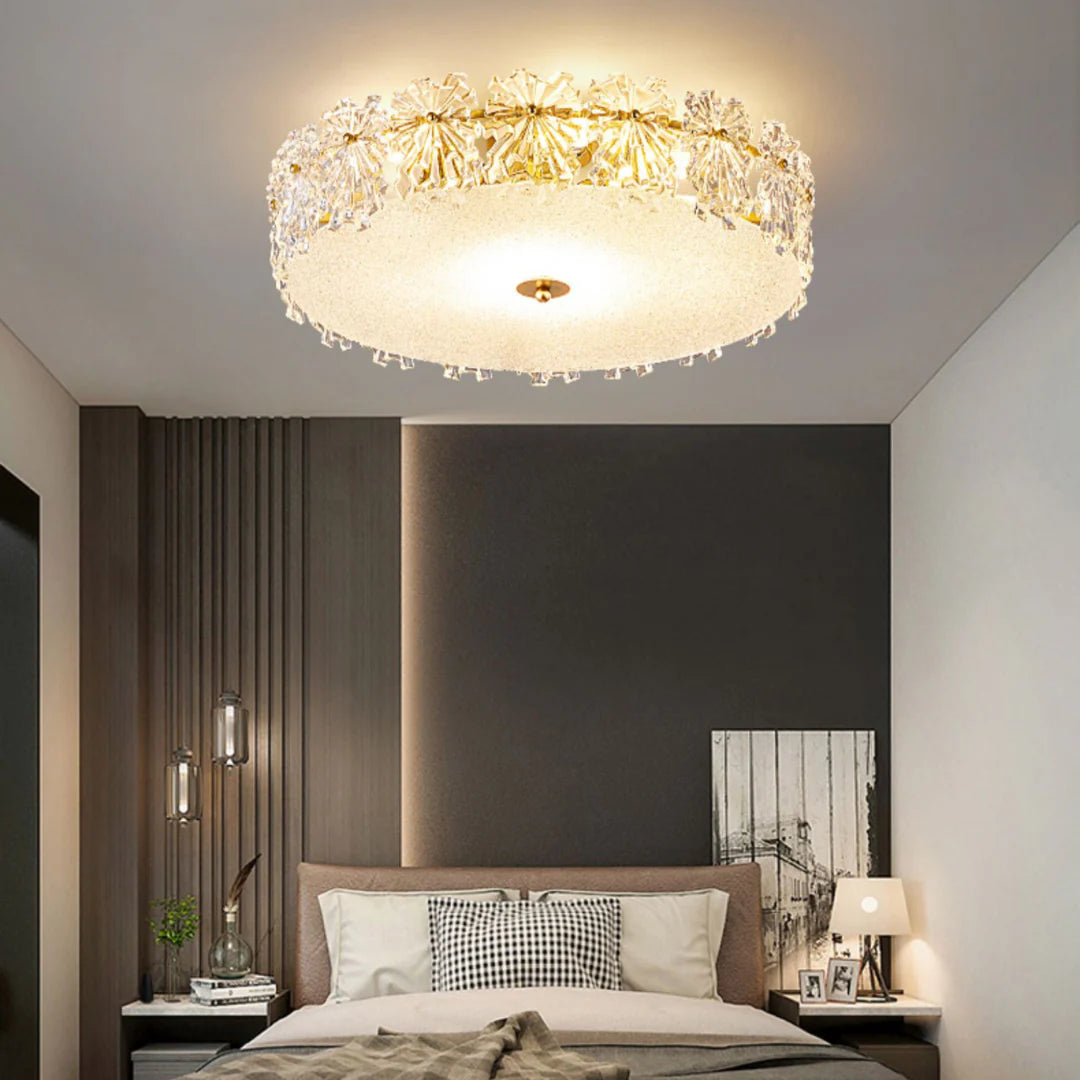 Snowflake Round Glass Ceiling Lamp