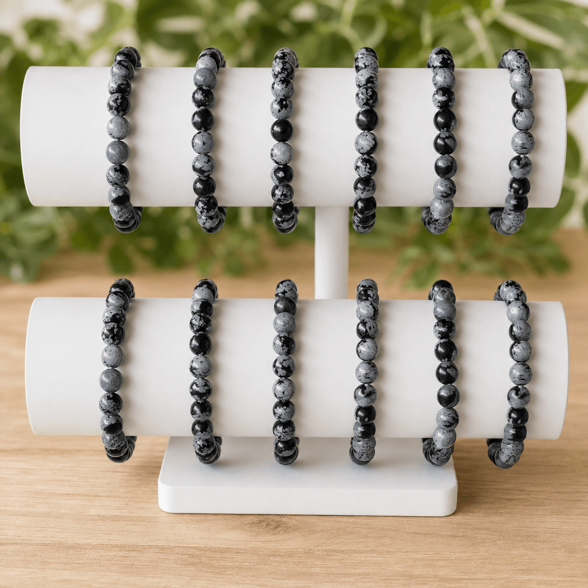 8mm Crystal Bracelet | Black Snowflake Obsidian Bracelet