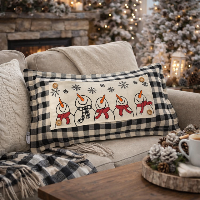 PILLOW ONLY (with fluffy insert): Buffalo Check Gingham: RECTANGLE BUFFALO CHECK PILLOW (with insert)