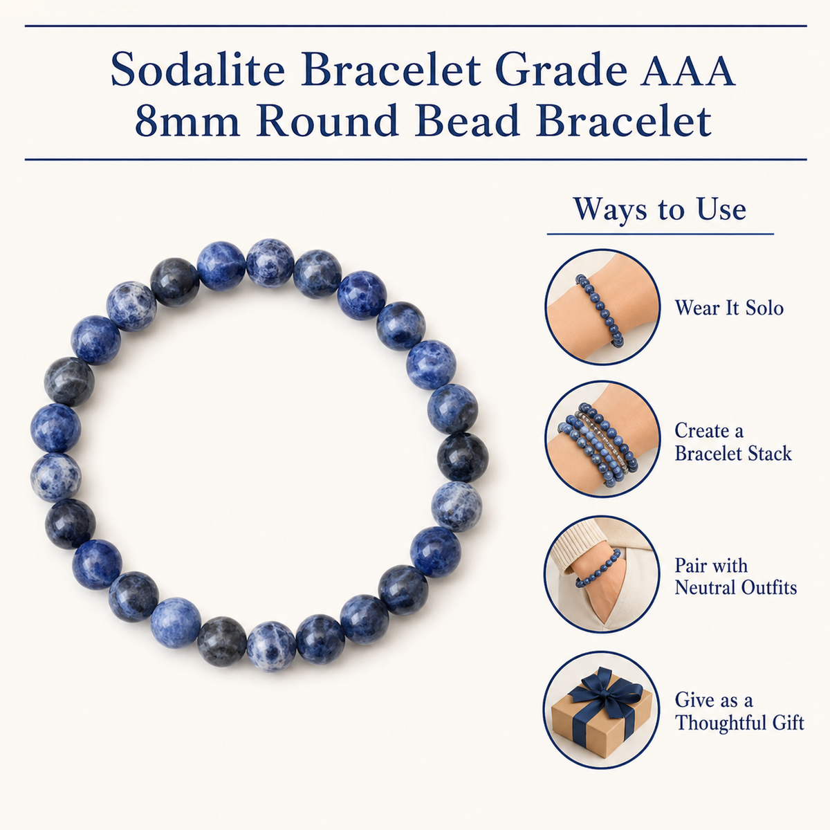 Sodalite Bracelet (Emotional Balance and Self-Acceptance)