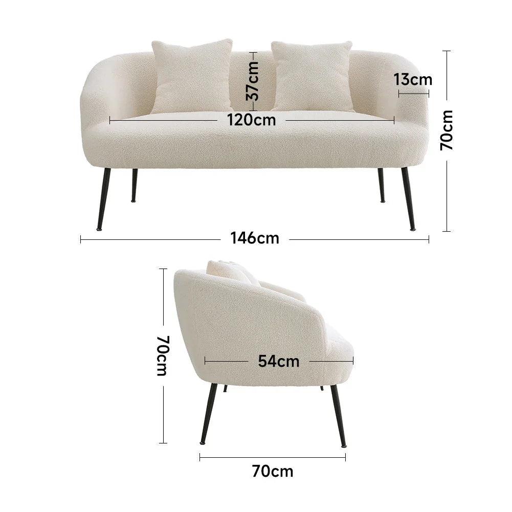 Sofa - Leather White 2-Seater