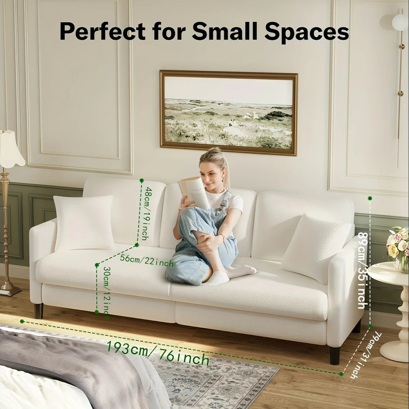 Sofa - Mid-Century White 3-Seater
