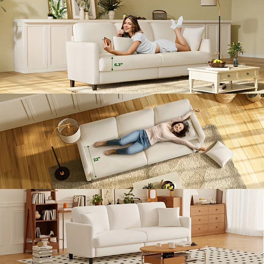Sofa - Mid-Century White 3-Seater