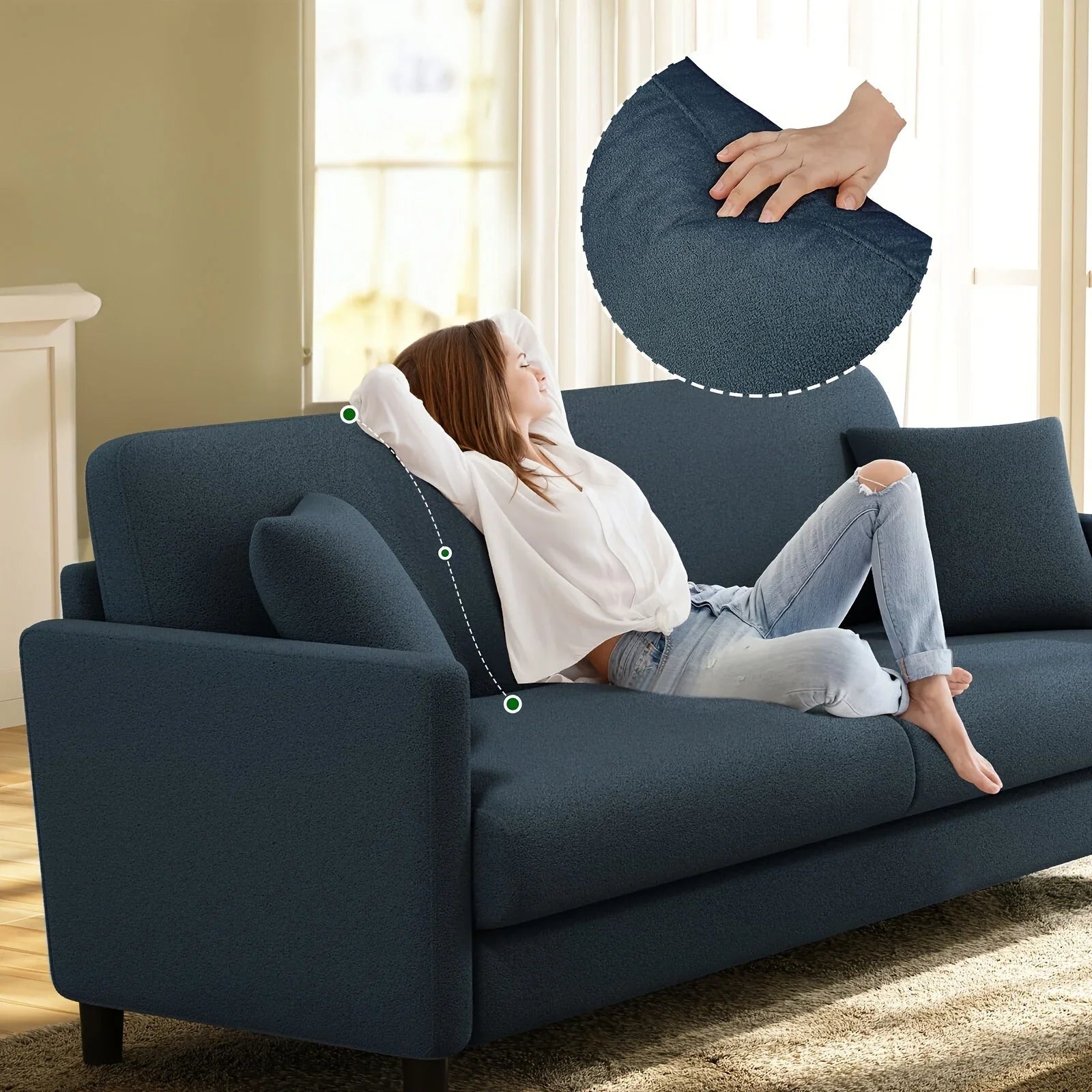 Sofa - Mid-Century White 3-Seater