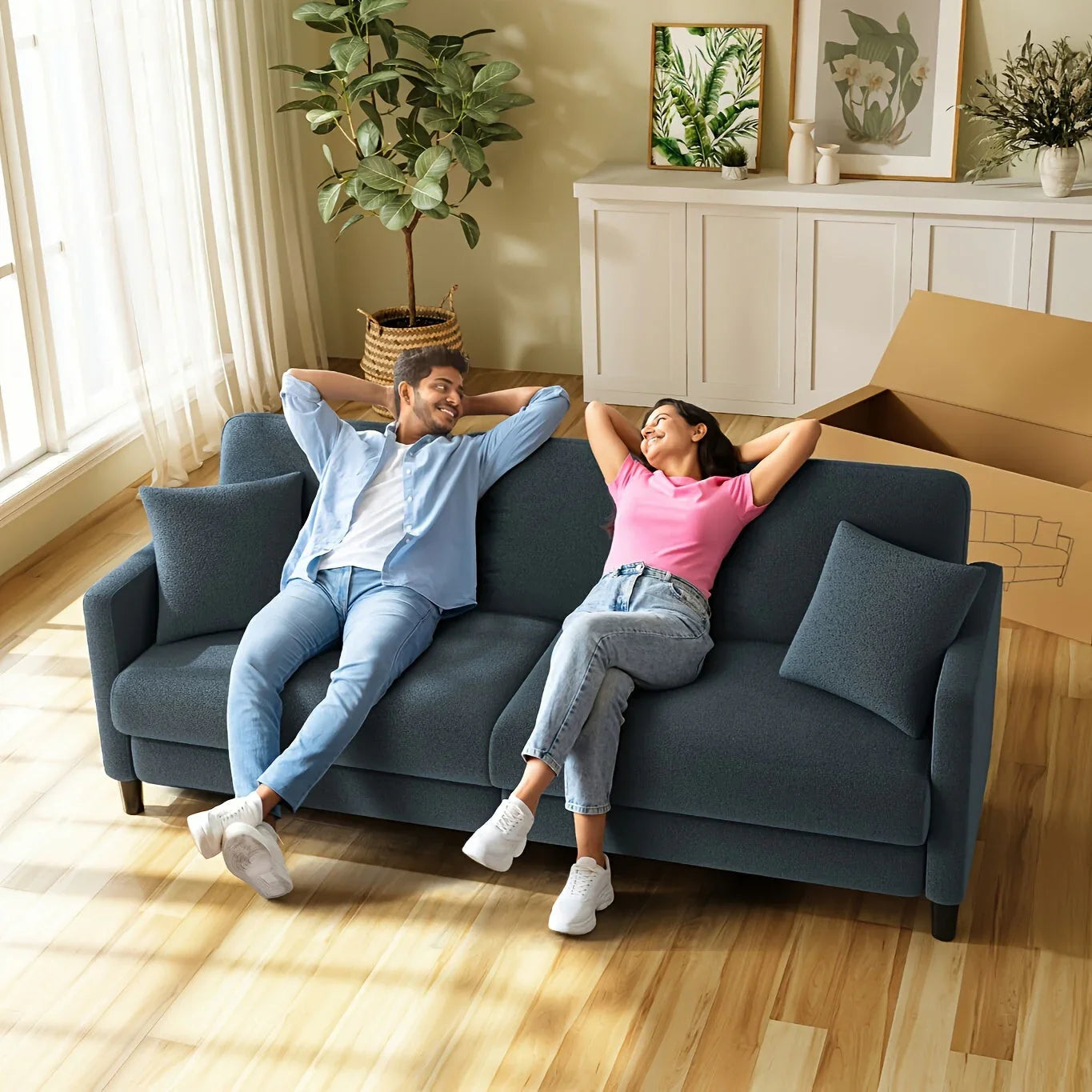 Sofa - Mid-Century White 3-Seater