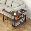 Patented 360° Rotating Sofa Side Table with 2-Tier Storage Shelves-Walnut