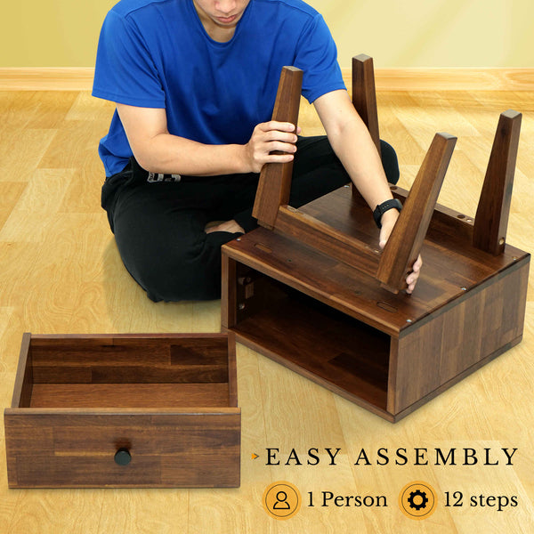 Acacia Sofia 1-Drawer Solid Wood Nightstand