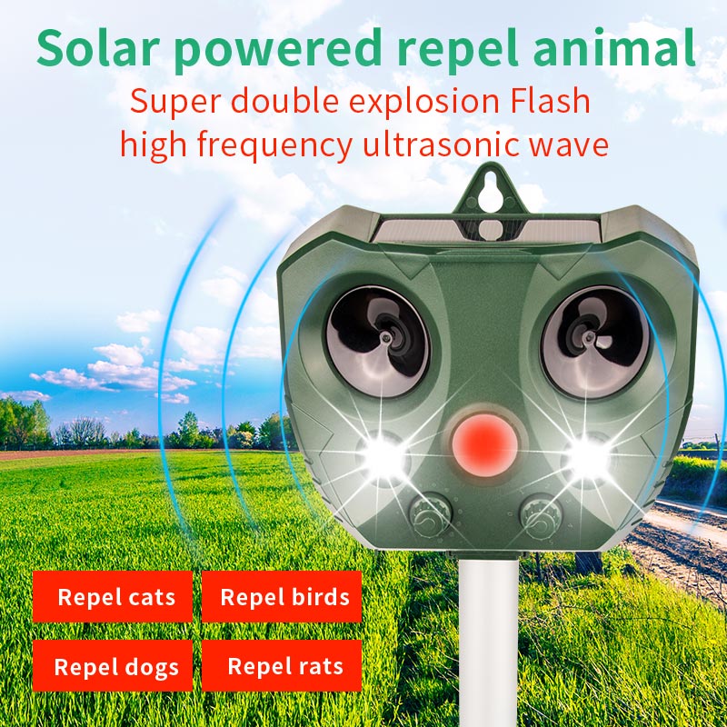2024 Solar Ultrasonic Animal Repeller, Sonic Animal Repeller, Motion Detection, flashlights, Dog Cat Repellent, Squirrel, Raccoon, Skunk, Rodent, Fox, Deer, Bird deterrents for outside