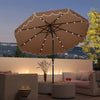 9.3 Feet Solar Patio Umbrella with 24 LED Lights Vented Top and Ruffles-Coffee