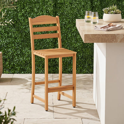Solid Acacia Wood Bar Stools Heavy-duty Outdoor Barstools with 400 LBS Max Load