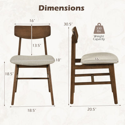 Solid Rubber Wood Dining Chairs Set of 4 with Curved Backrest-Walnut