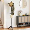 Solid Wood Hall Tree with 11 Hooks and 3 Height Options for Entryway-Black