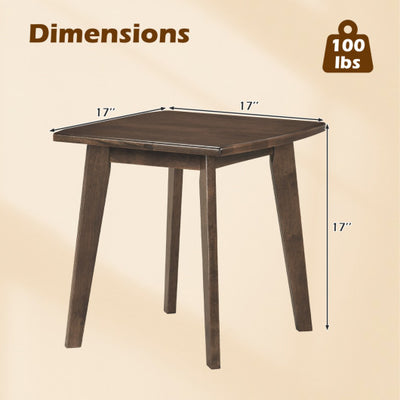 Solid Wood Side Table Square End Table with Thickened Top and Curved Edge-Walnut