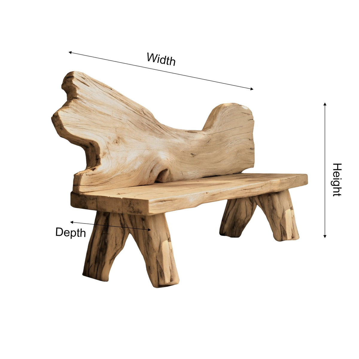 Solora Organic Modern Solid Wood Outdoor Bench