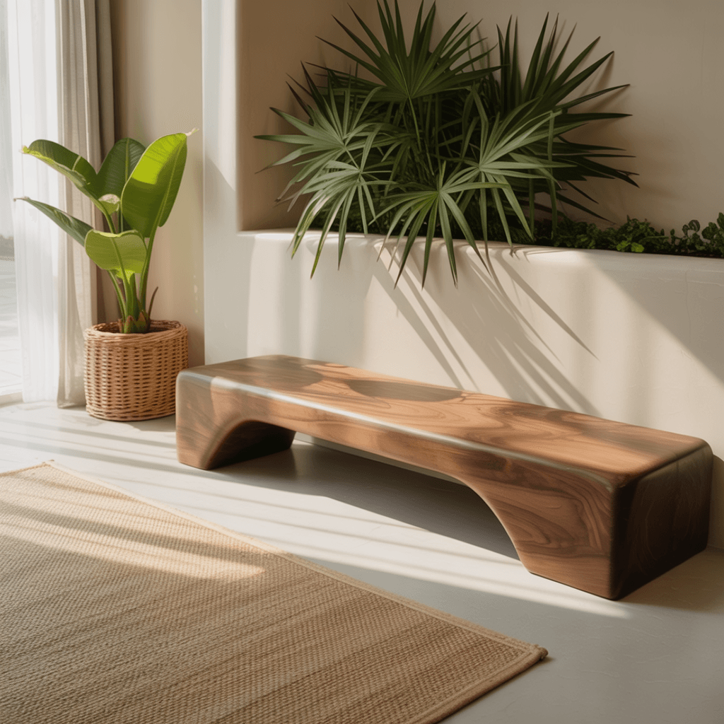Sona Minimalist Organic Solid Wood Bench