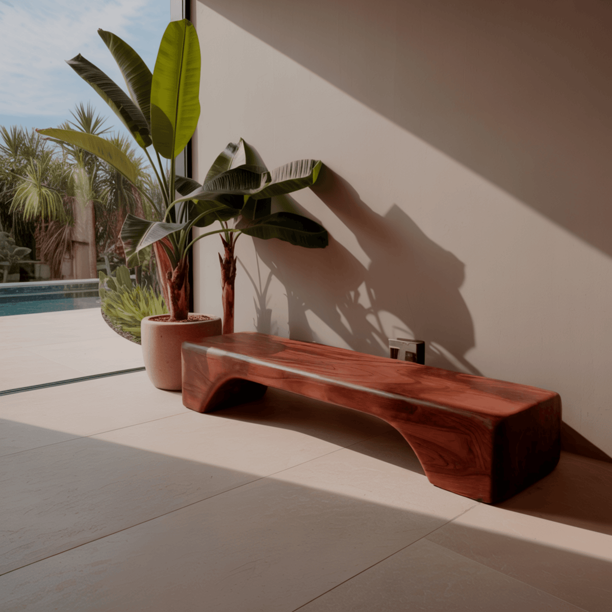 Sona Minimalist Organic Solid Wood Bench