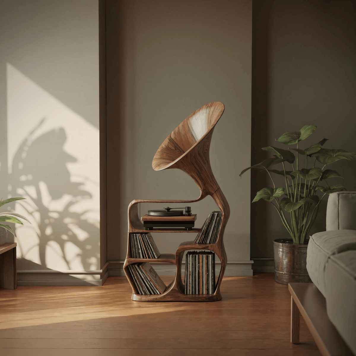 Sonatone Solid Wood Record Player Stand With Storage