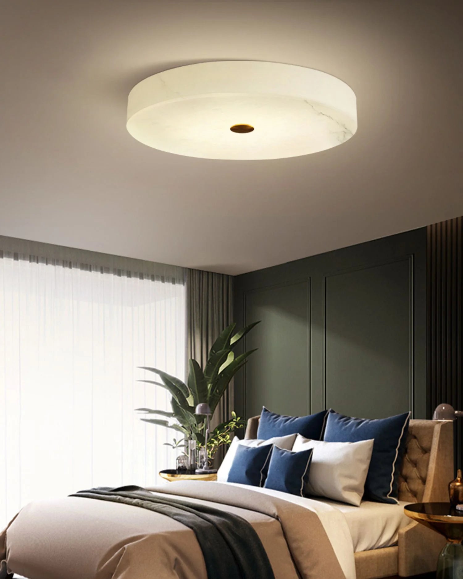 Round Sophie White Alabaster Ceiling Lamp