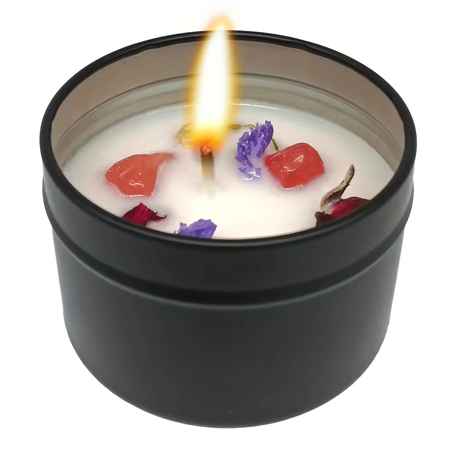 Soy Wax Candle in Black Metal Jar Long Burning