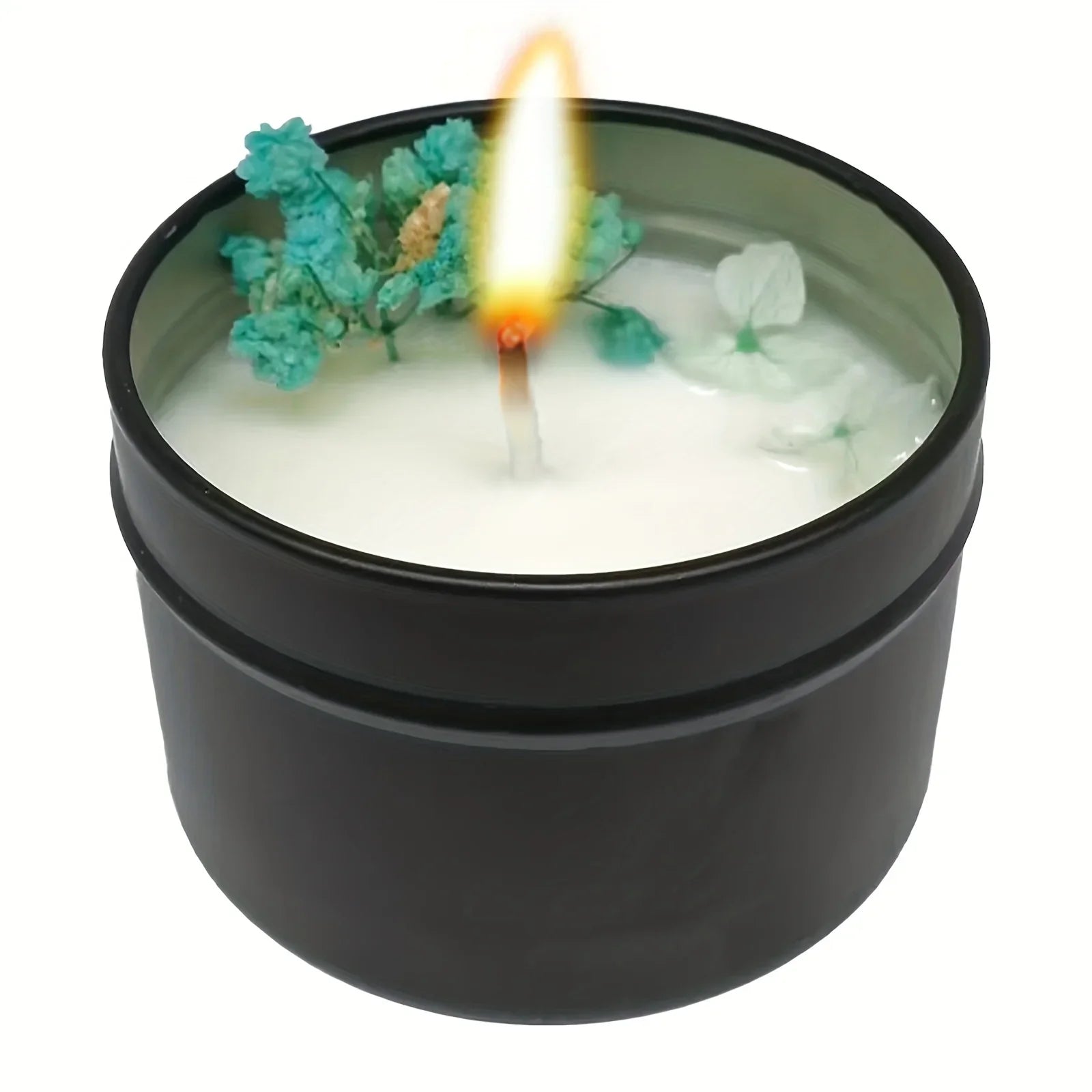 Soy Wax Candle in Black Metal Jar Long Burning