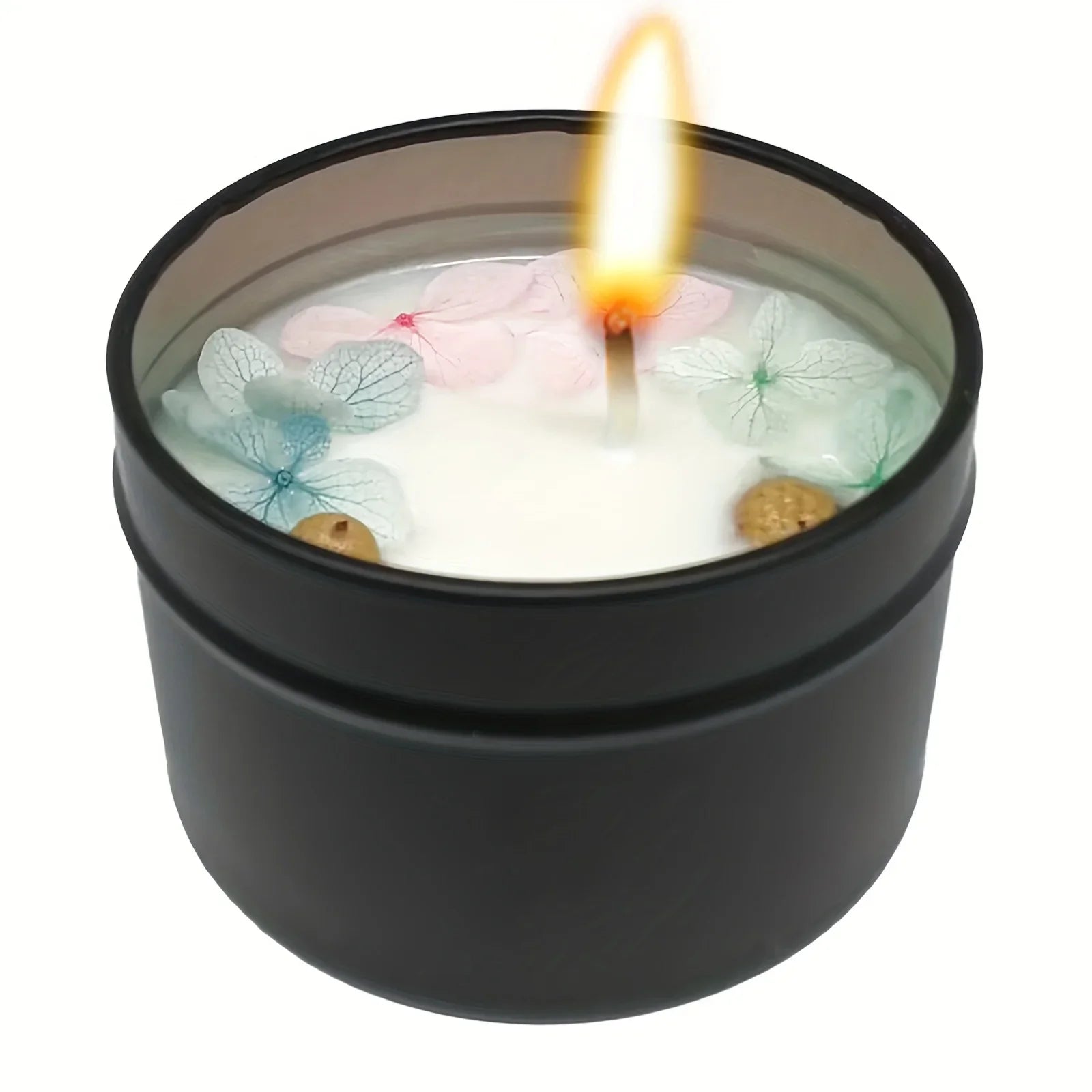 Soy Wax Candle in Black Metal Jar Long Burning