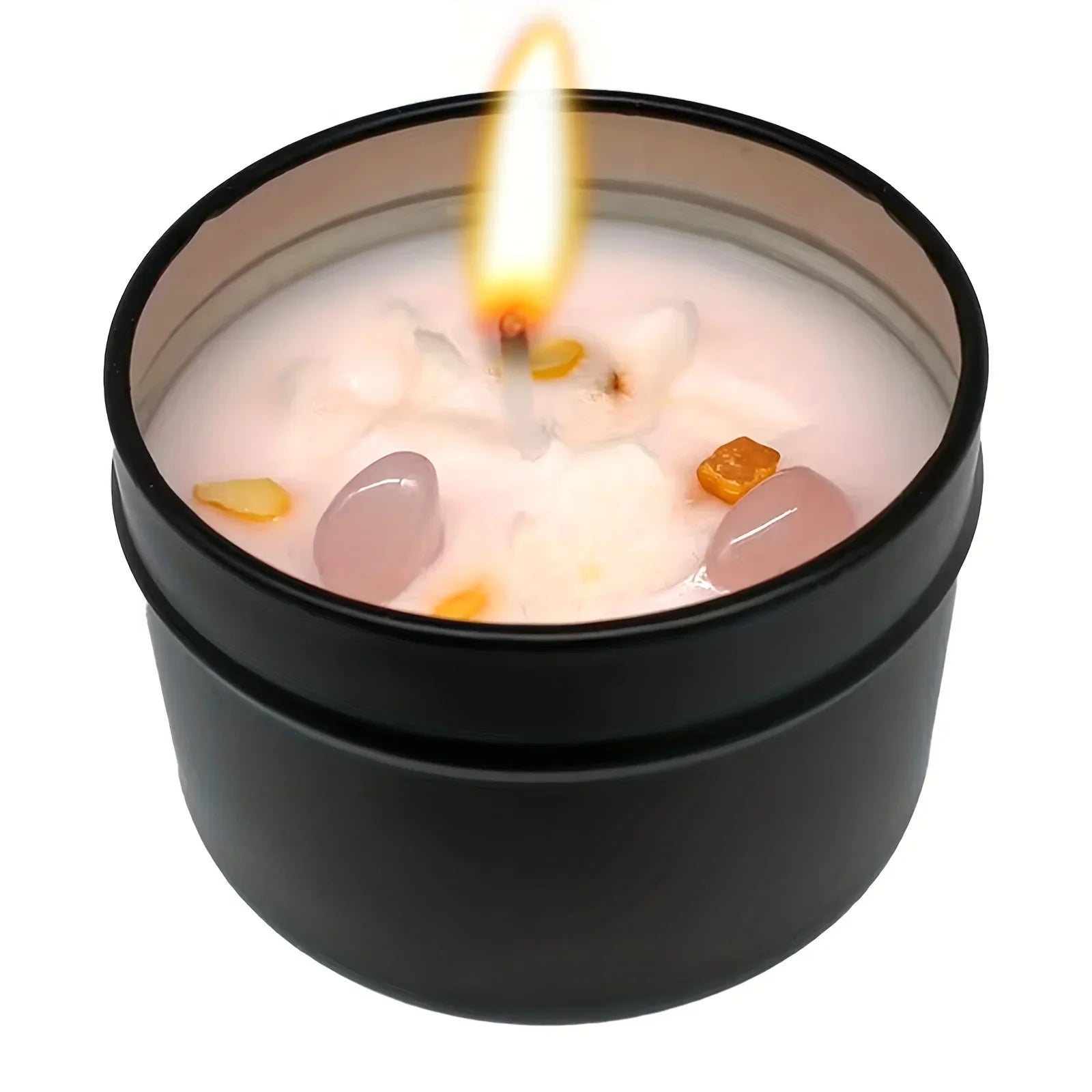 Soy Wax Candle in Black Metal Jar Long Burning