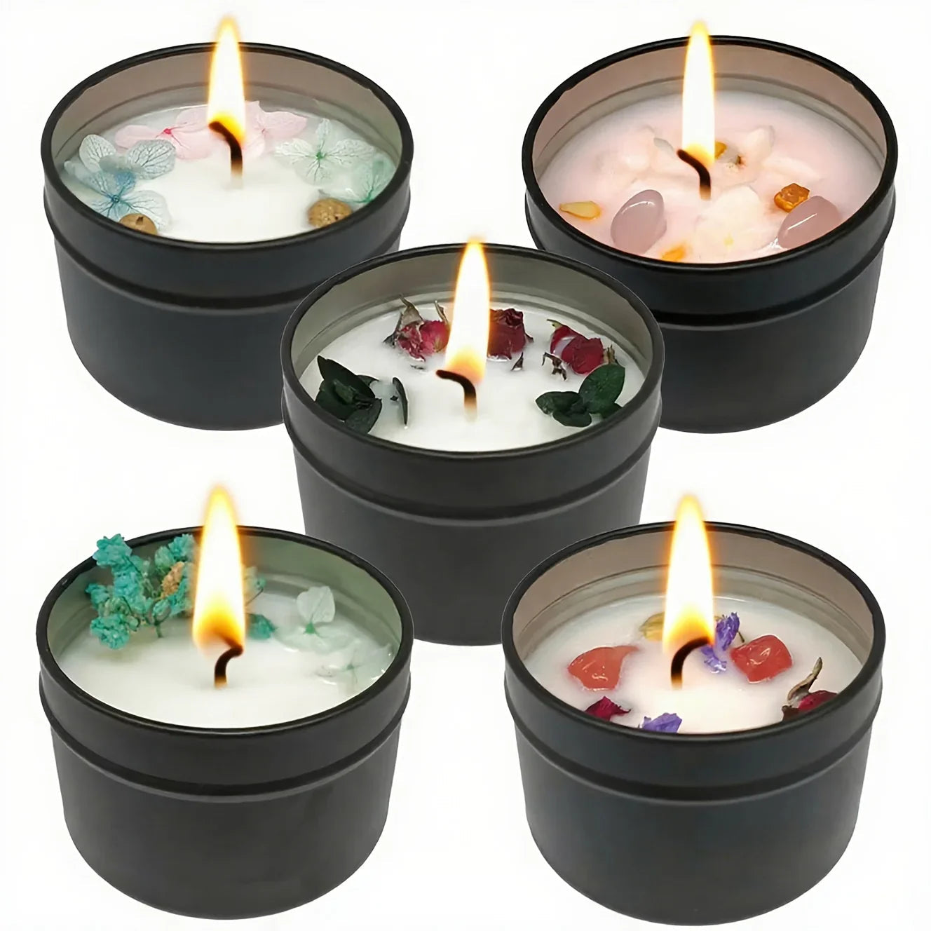Soy Wax Candle in Black Metal Jar Long Burning