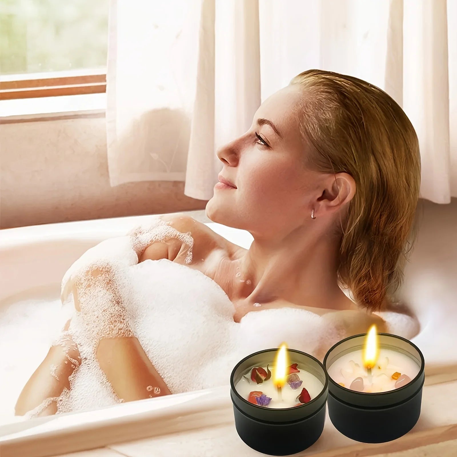 Soy Wax Candle in Black Metal Jar Long Burning