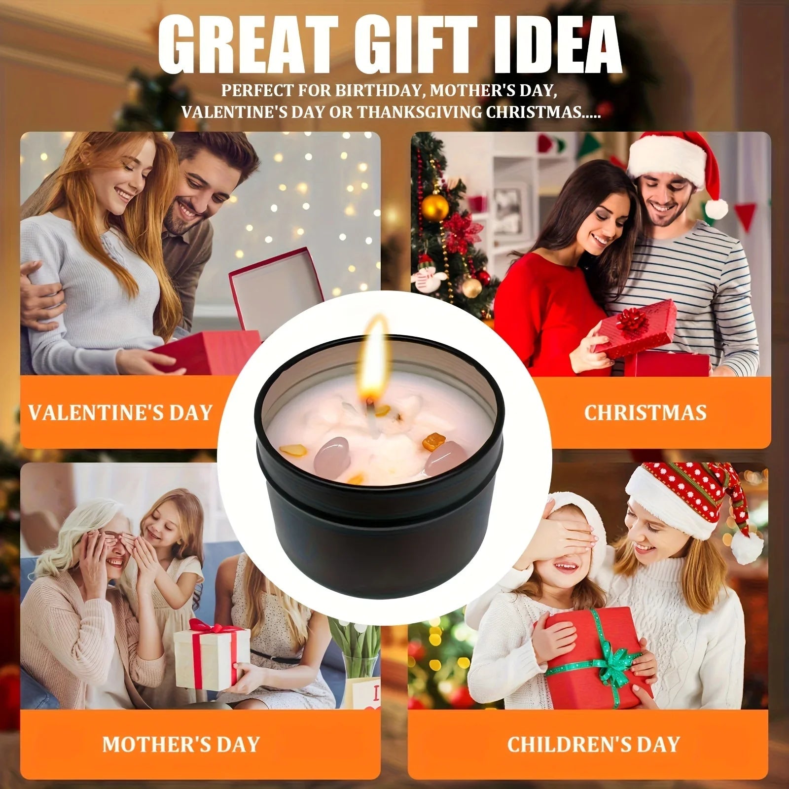 Soy Wax Candle in Black Metal Jar Long Burning