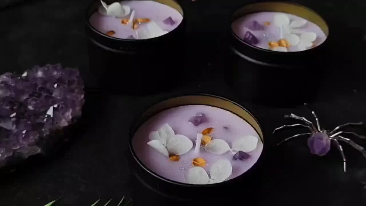 Soy Wax Candle in Black Metal Jar Long Burning