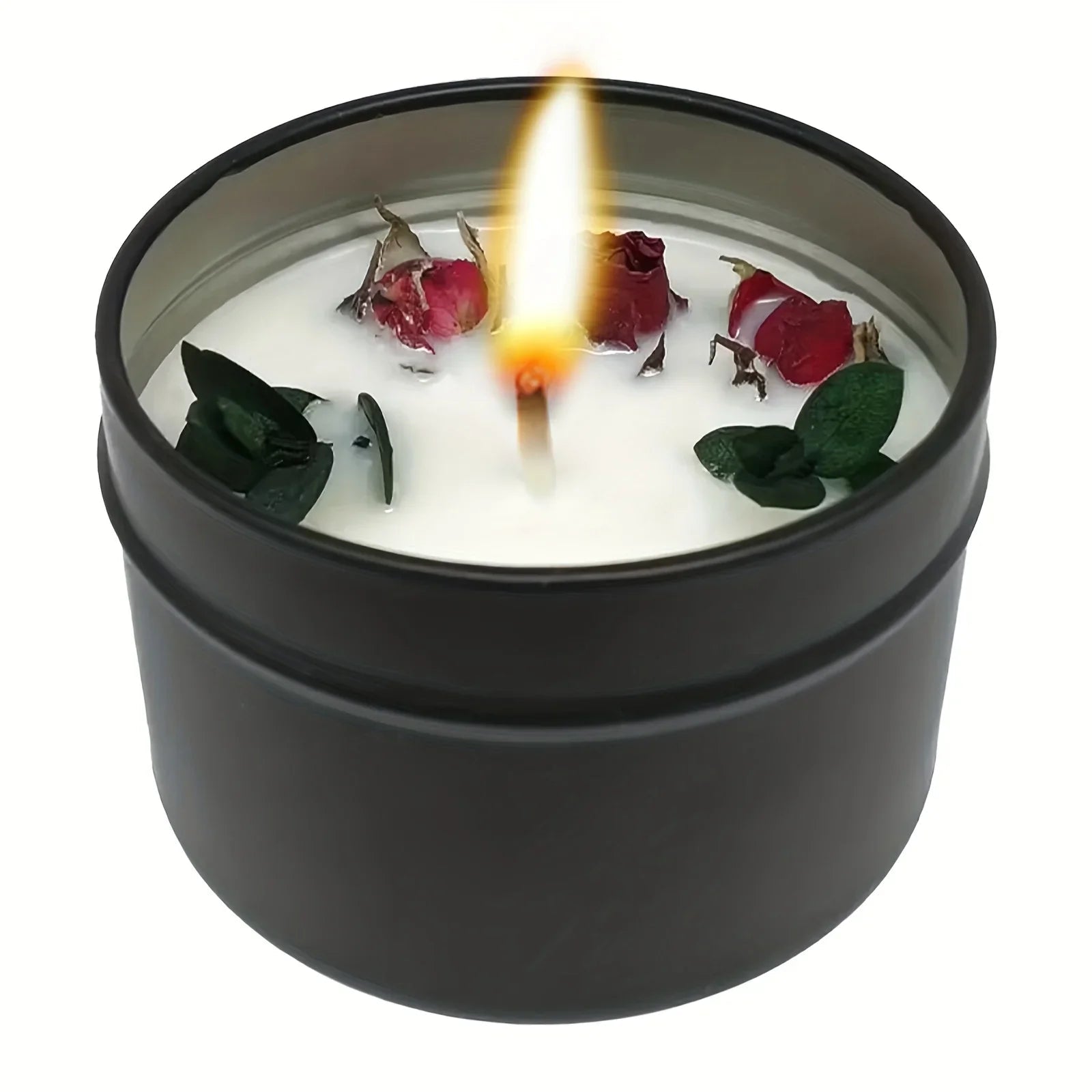 Soy Wax Candle in Black Metal Jar Long Burning