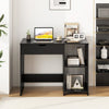 Space Saving Computer Desk with Hidden Compartment and Open Storage Shelves-Black