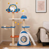 Space Theme Cat Tree Multi-level Cat Tower with Sisal Covered Scratching Posts-Multicolor