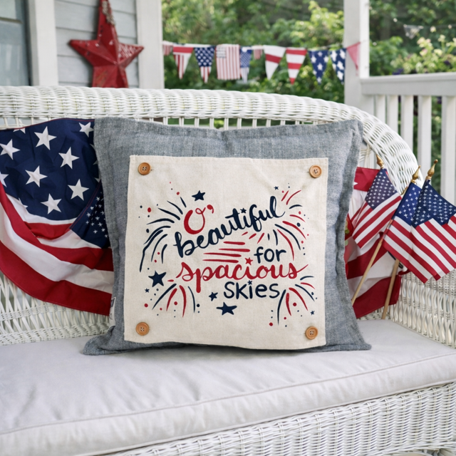 PANEL ONLY: SQUARE Summer Fall Spring Patriotic Military Veteran God Bless USA July 4th Sept 11 Remembrance Independence American Farmhouse America Hymn Song BEAUTIFUL FOR SPACIOUS SKIES