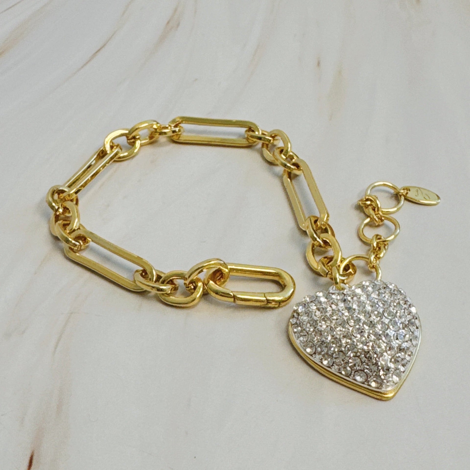 Sparkly Big Heart Chain Bracelet