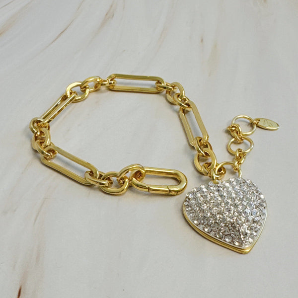 Sparkly Big Heart Chain Bracelet
