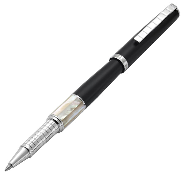 Xezo Speedmaster® Black Brass Rollerball Pen - With White Mother of Pearl