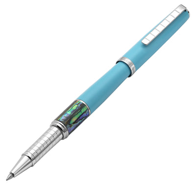 Xezo Speedmaster® Sky Blue Brass Rollerball Pen - With Paua Abalone