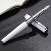 Xezo Speedmaster® White Brass Fountain Pen (Extra Fine Nib) - With Tahitian Black Mother of Pearl