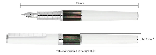 Xezo Speedmaster™ Tahitian Black Pearl White Fine Fountain Pen - Gifts for You 'n Me