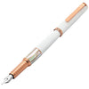 Xezo Speedmaster® White Brass Fountain Pen (Medium Nib) - With White Mother of Pearl & Rose Gold