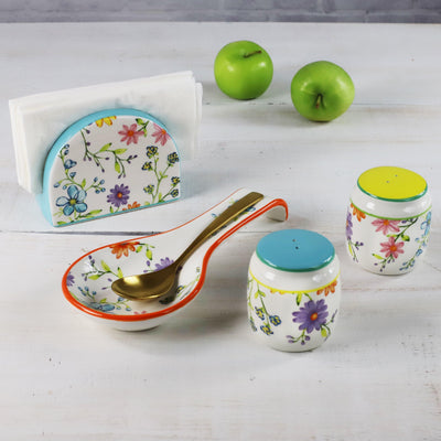 Charlotte Table Accessory Set - Spoon Rest, Napkin Holder, Salt & Pepper