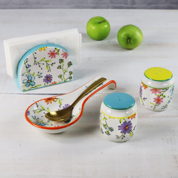 Charlotte Table Accessory Set - Spoon Rest, Napkin Holder, Salt & Pepper