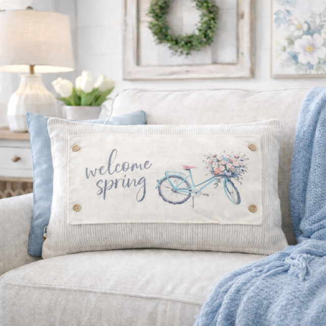 NEW! RECTANGLE SPRING/SUMMER/FALL BUNDLE:  3 seasons + BOHO REC. pillow: SPRING BIKE, OLD GLORY, GATHER TOGETHER