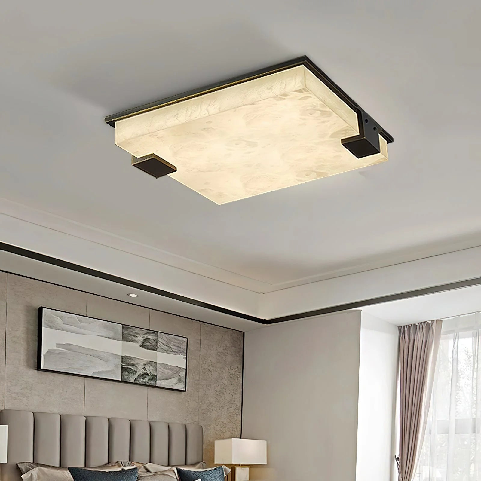 Arle Square Alabaster Black Ceiling Lamp