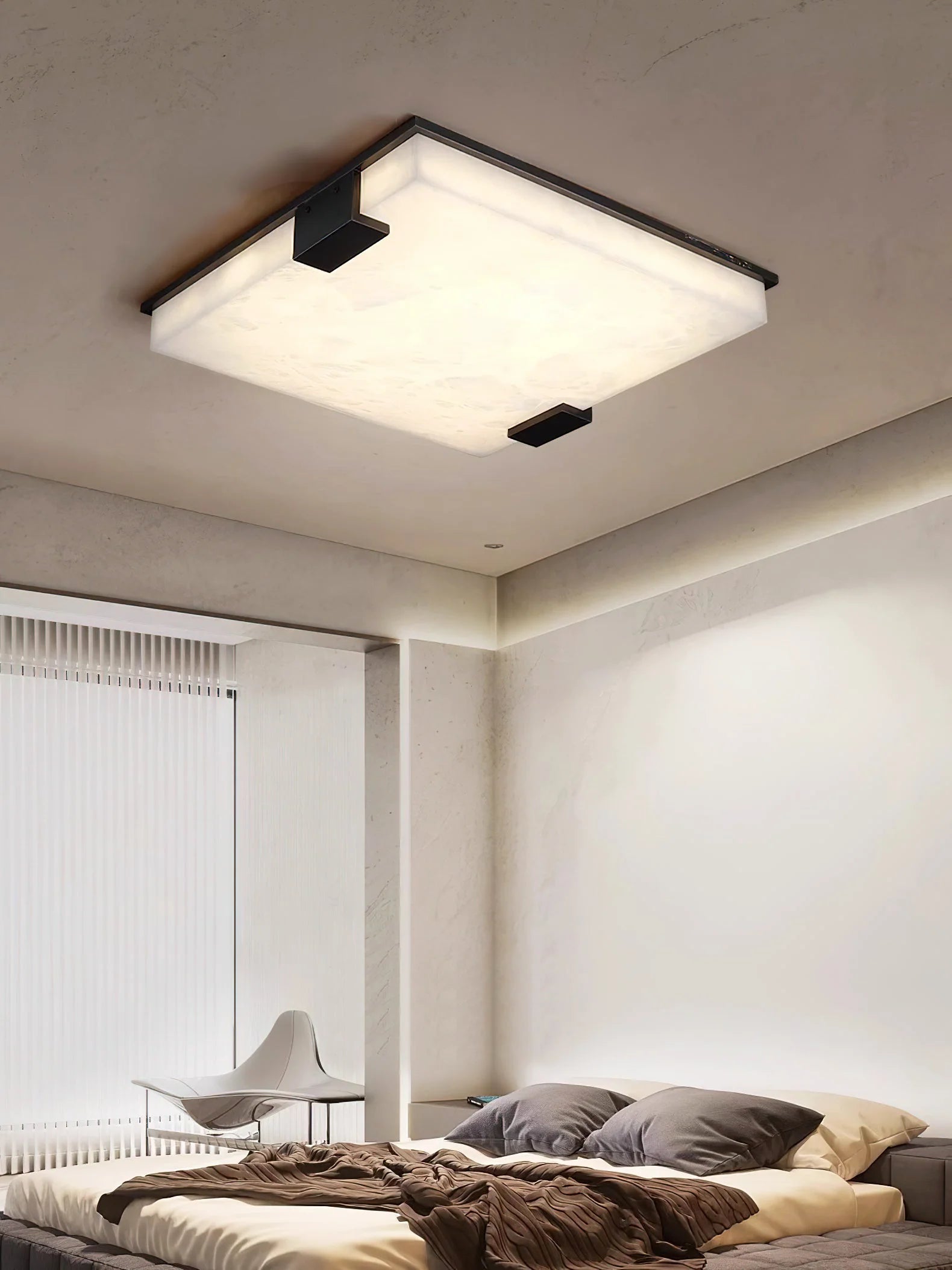 Arle Square Alabaster Black Ceiling Lamp