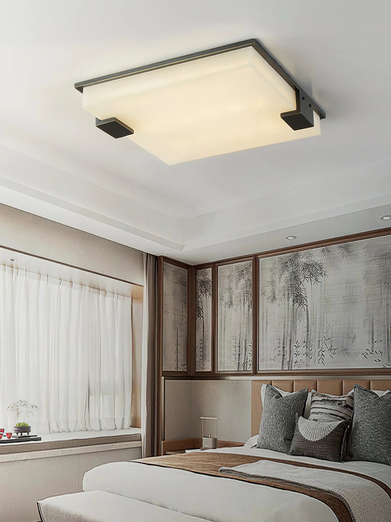 Arle Square Alabaster Black Ceiling Lamp