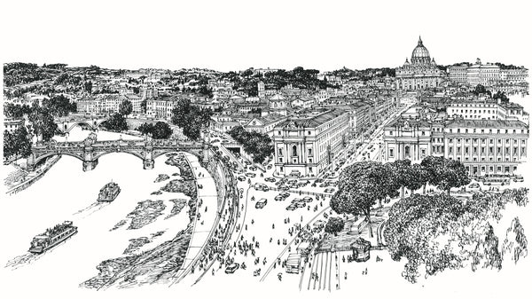 St. Peter's Dome with Artist Hand Remarque and Chinese Chop Mark (UNFRAMED) by Alexander Chen - Artman