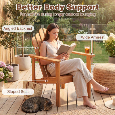 Stackable Adirondack Chair Set of 2 with Side Table-Natural