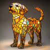 Stained Glass Dog Table Lamp Tiffany Style Animal LED Light